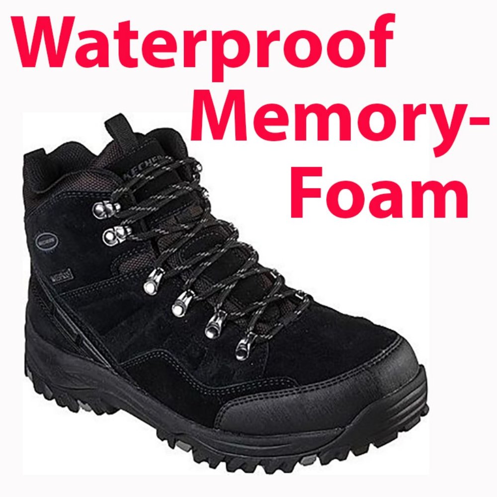 Brand New Skechers Relaxed Fit Relment Pelmo Waterproof Leather Hiking Boots